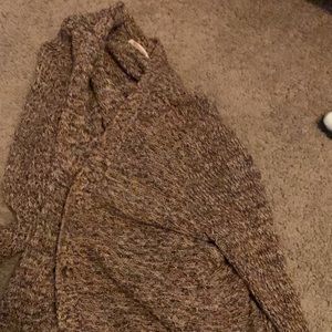 Multi colored brown cardigan, thigh length